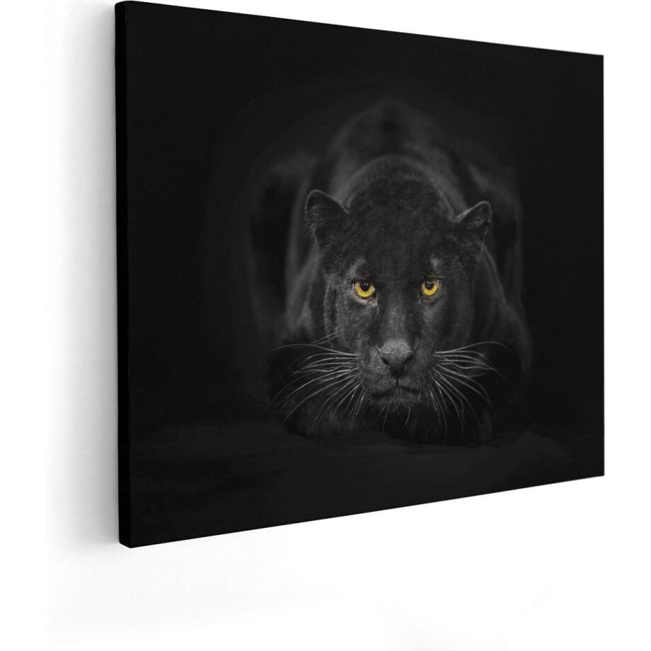Artaza Canvas Schilderij Zwarte Panter Met Oranje Ogen - 50x40 - Foto Op Canvas - Canvas Print afbeelding 1