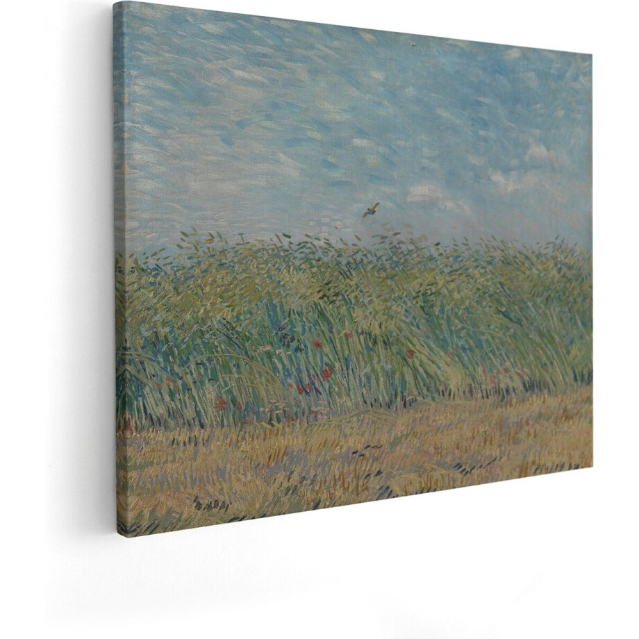 Artaza Canvas Schilderij Korenveld met Patrijs - Vincent van Gogh - 100x80 - Groot - Kunst - Wanddecoratie Woonkamer afbeelding 1