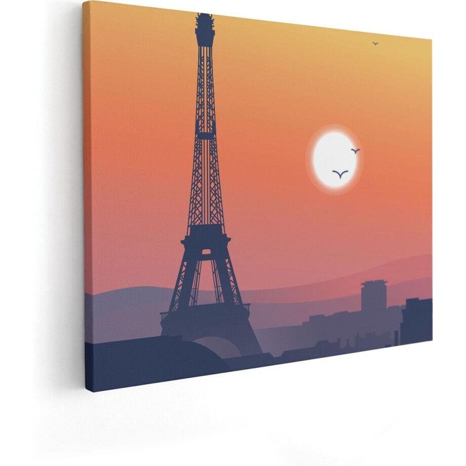 Artaza Canvas Schilderij Illustratie Van De Eiffeltoren In Parijs - 100x80 - Groot - Foto Op Canvas - Canvas Print afbeelding 1