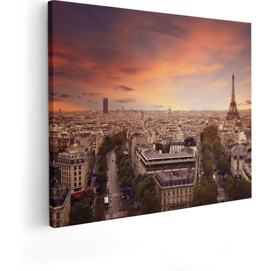 Artaza Canvas Schilderij Skyline Parijs Met Eiffeltoren - 50x40 - Foto Op Canvas - Canvas Print afbeelding 1