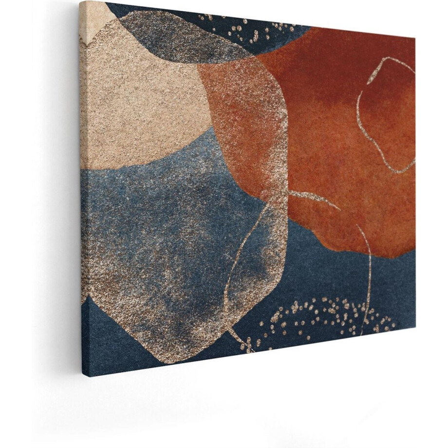 Artaza Canvas Schilderij Abstract - 100x80 cm - Groot - Wanddecoratie Woonkamer - Muurdecoratie Organisch - Schilderijen Op Canvas Terracotta afbeelding 1