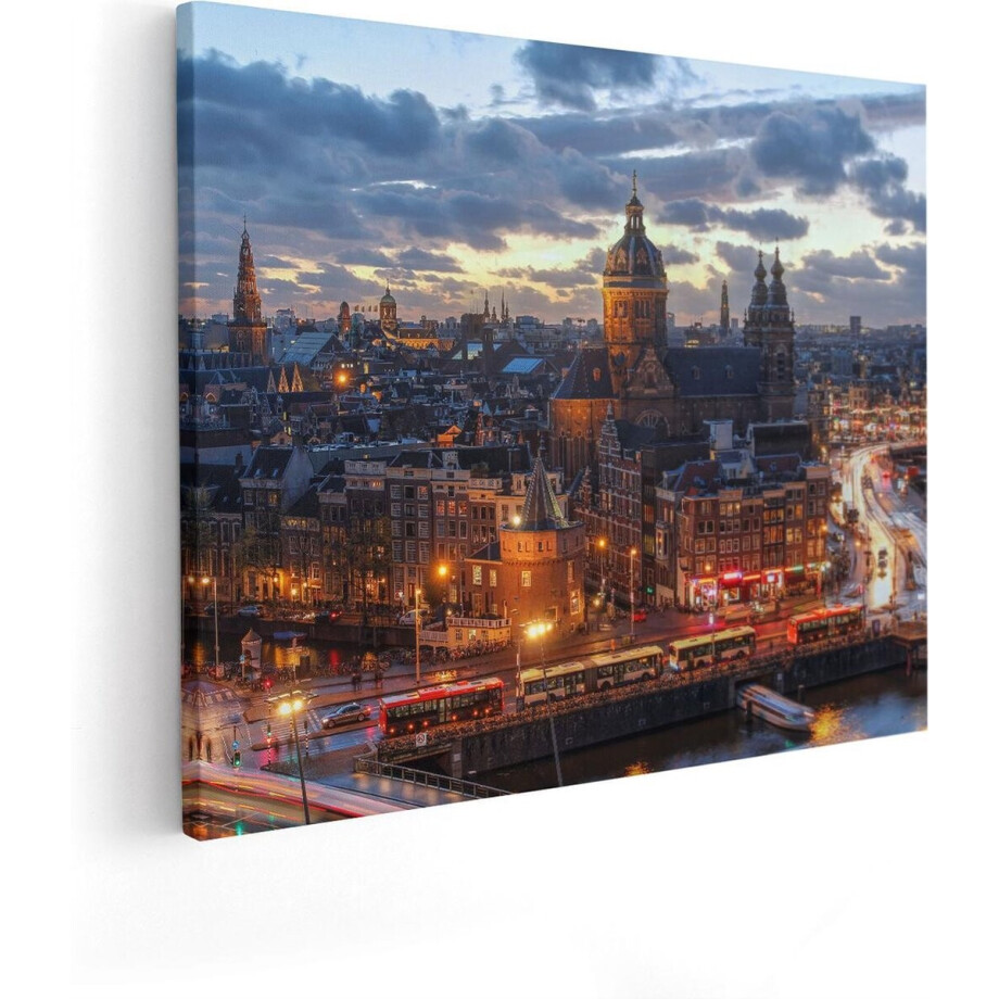 Artaza Canvas Schilderij Amsterdam Centrum Luchtfoto Zonsondergang - 50x40 cm - Wanddecoratie Woonkamer - Schilderijen - Muurdecoratie Artaza Canvas Schilderij Amsterdam Centrum Luchtfoto Zonsondergang - 50x40 cm - Wanddecoratie Woonkamer - Schilderijen - Muurdecoratie afbeelding 1