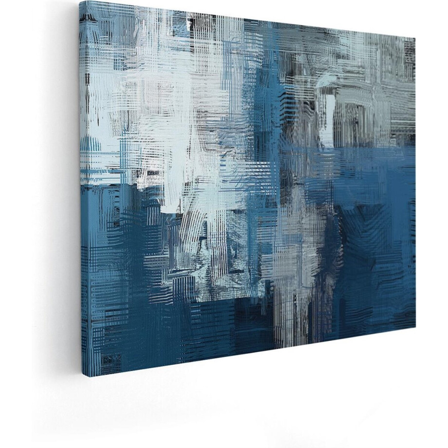 Artaza Canvas Schilderij Abstracte Kunst - 50x40 cm - Muurdecoratie Blauw - Wanddecoratie Woonkamer - Kamer Accessoires afbeelding 1