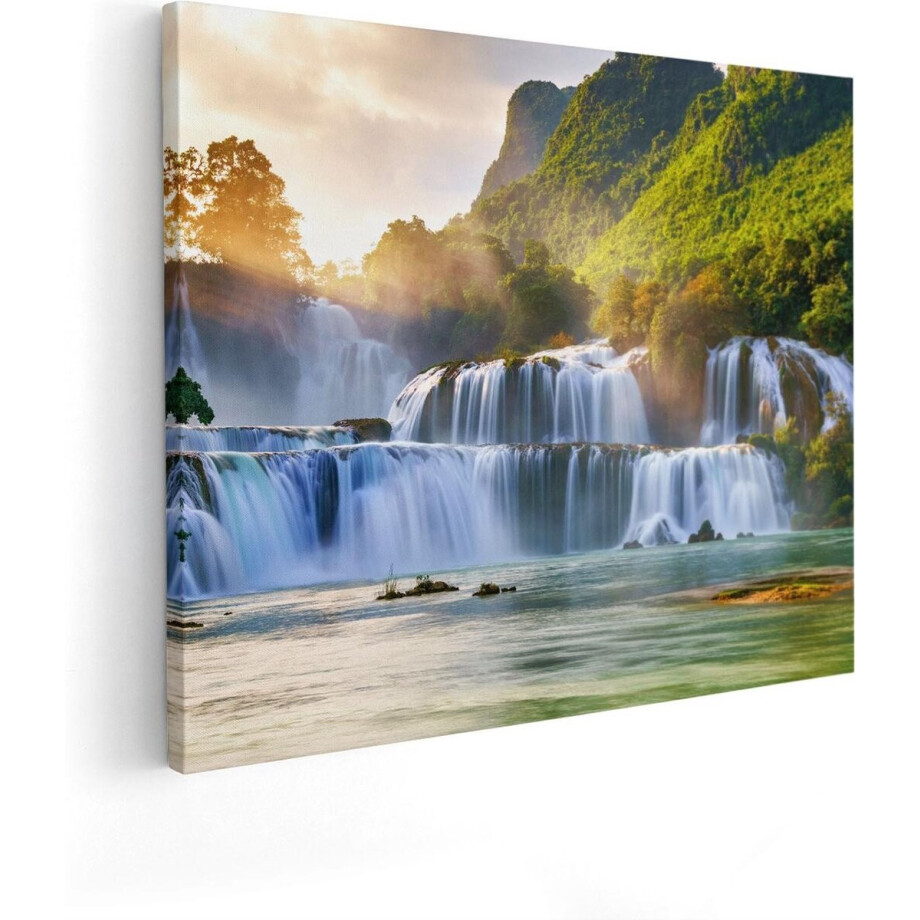 Artaza Canvas Schilderij Watervallen Tussen De Bomen - 100x80 - Groot - Foto Op Canvas - Canvas Print Artaza Canvas Schilderij Watervallen Tussen De Bomen - 100x80 - Groot - Foto Op Canvas - Canvas Print afbeelding 1