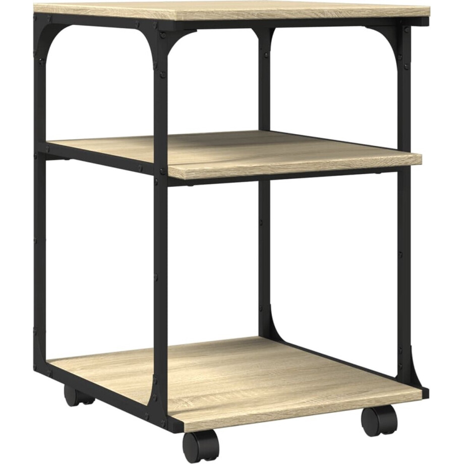 vidaXL - Printerkastje - 3-laags - 43x48x64 - cm - bewerkt - hout - sonoma - eiken vidaXL - Printerkastje - 3-laags - 43x48x64 - cm - bewerkt - hout - sonoma - eiken afbeelding 1