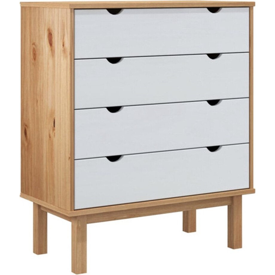 vidaXL - Ladekast - OTTA - 76,5x39,5x90 - cm - massief - grenenhout - bruin - en - wit afbeelding 1