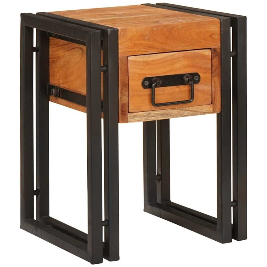 vidaXL - Bijzettafel - Bruin - en - Zwart - 30 - x - 30 - x - 40 - cm - Massief - Acacia - Hout afbeelding 1