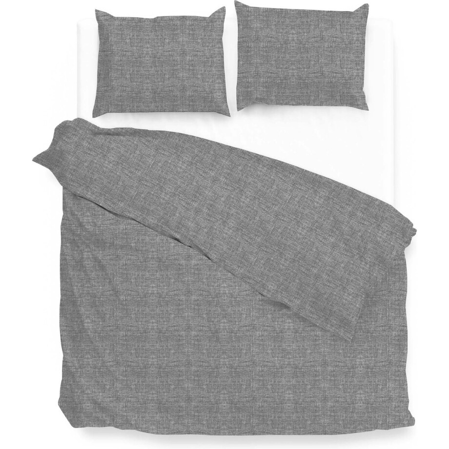 ZoHome Lino Dekbedovertrek - Tweepersoons - 200x200/220 cm - Dark Grey afbeelding 1