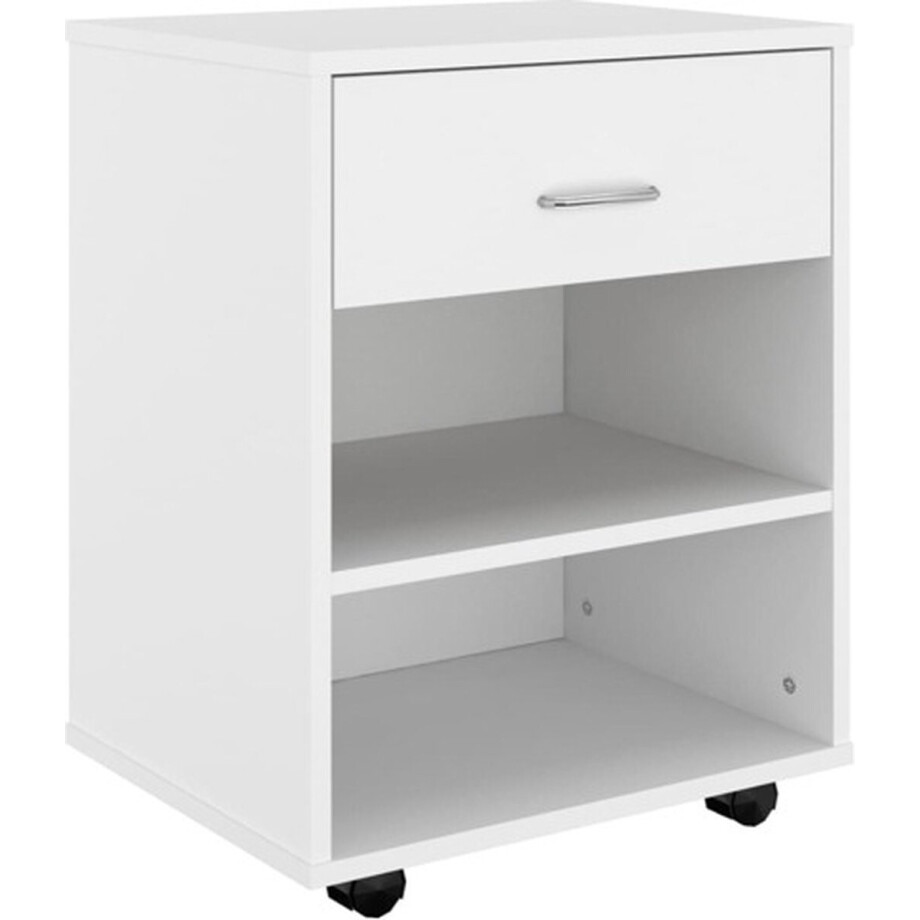 vidaXL - Rolkast - 46x36x59 - cm - bewerkt - hout - wit vidaXL - Rolkast - 46x36x59 - cm - bewerkt - hout - wit afbeelding 1