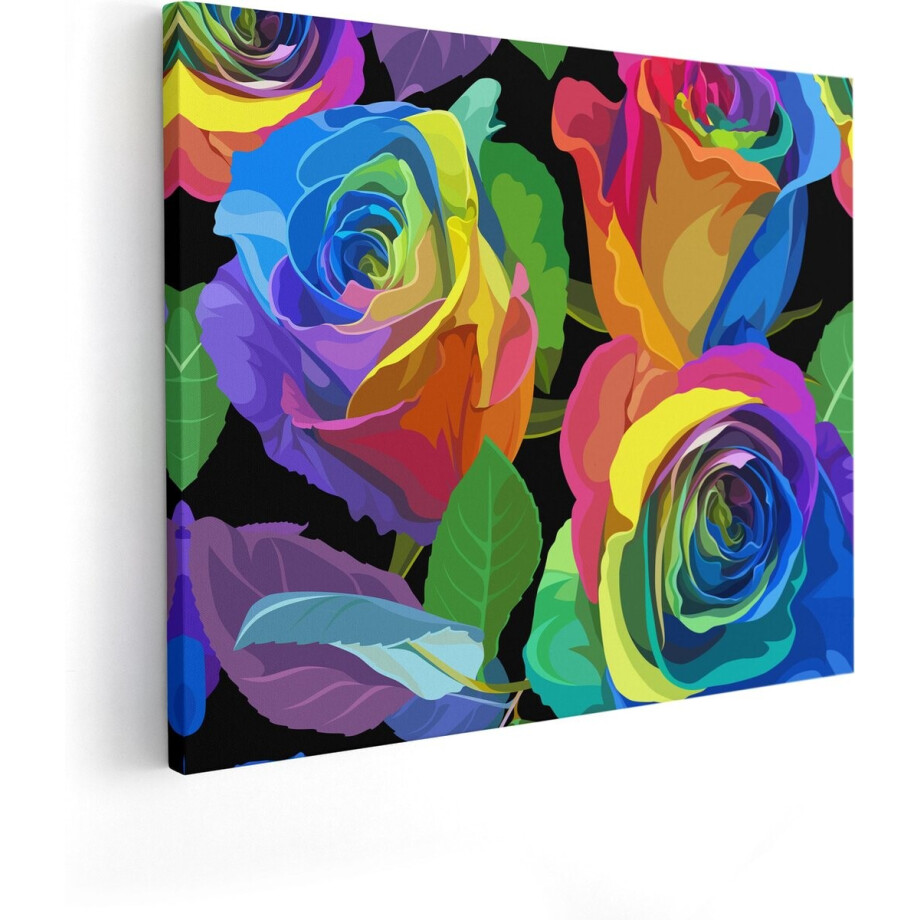 Artaza Canvas Schilderij Kleurrijke Rozen - Bloemen - Abstract - 50x40 - Foto Op Canvas - Canvas Print afbeelding 1