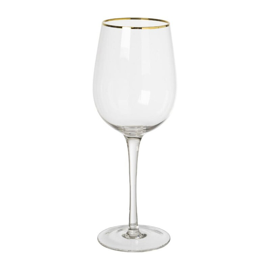 Wijnglas gouden rand - transparant - 380 ml afbeelding 
