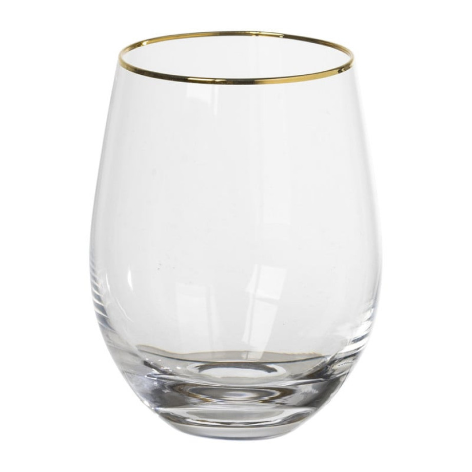 Waterglas gouden rand - transparant - 450 ml afbeelding 1