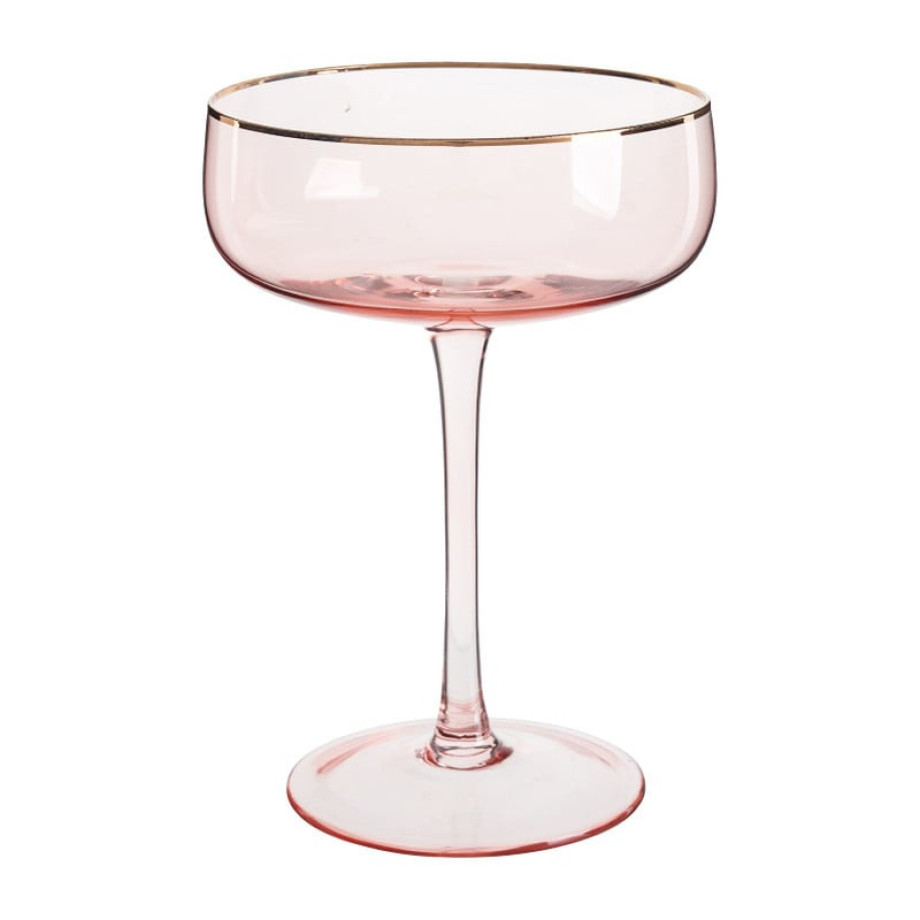 Champagneglas gouden rand - roze - 220 ml afbeelding 1