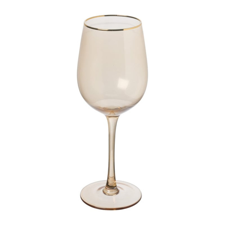 Wijnglas gouden rand - oker - 380 ml afbeelding 1