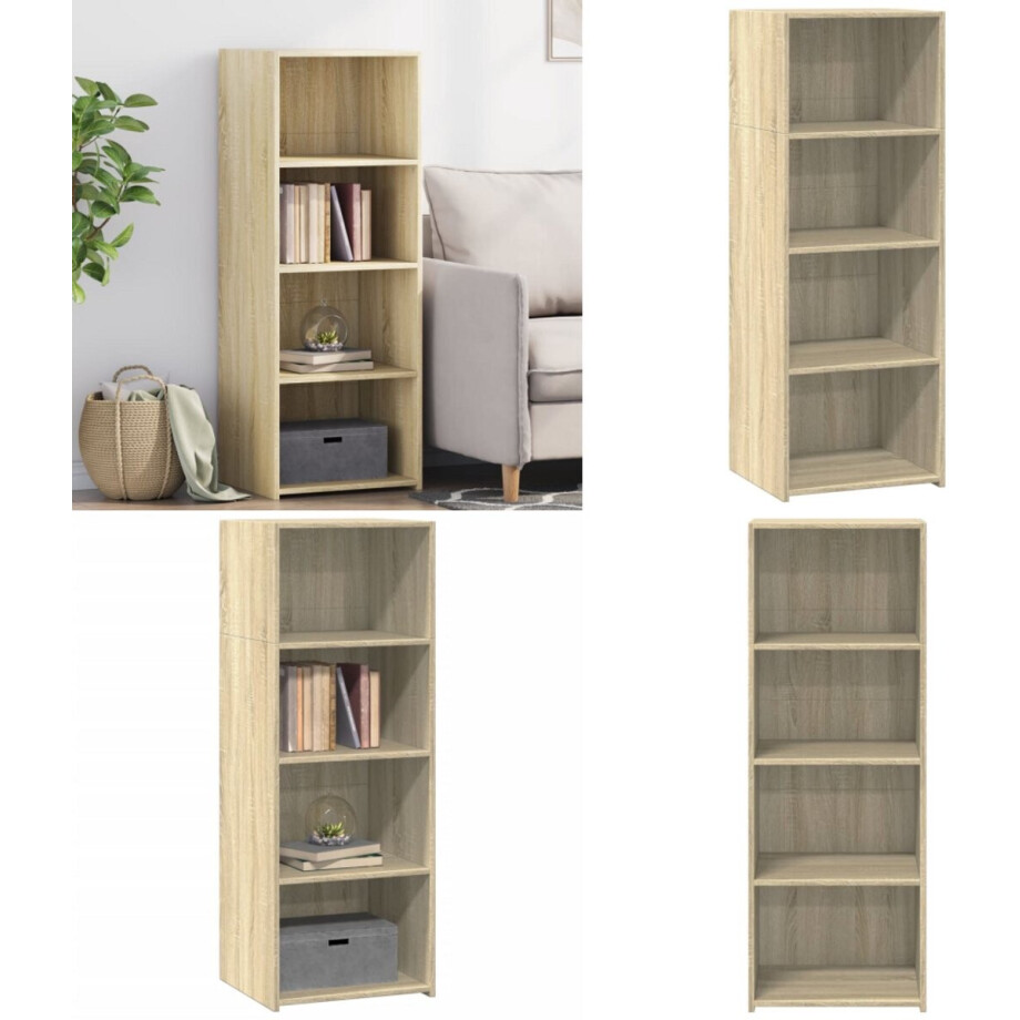 vidaXL Hoge kast 45x41x124 cm bewerkt hout sonoma eikenkleurig - Hoge Kast - Hoge Kasten - Hoog Dressoir - Hoge Kast Woonkamer afbeelding 1
