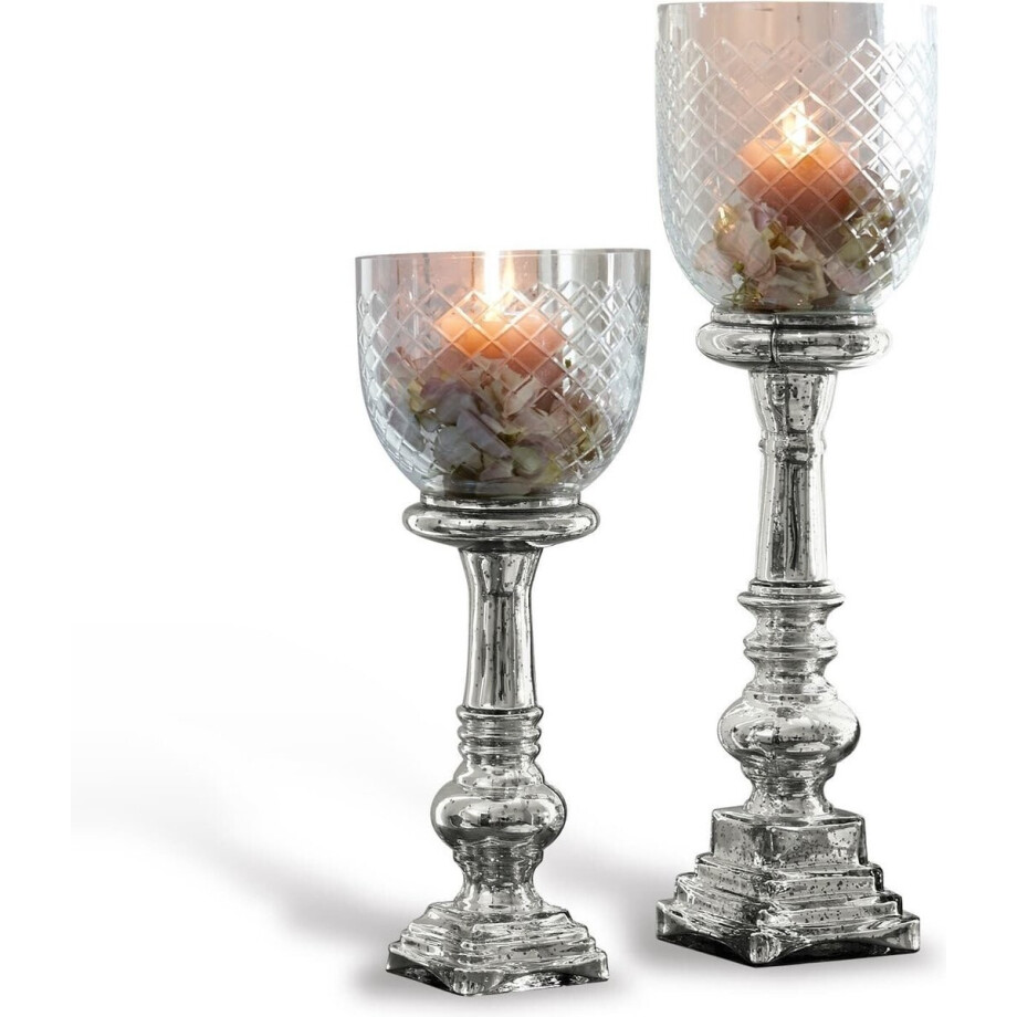 LOBERON Kaarsenstandaard set van 2 Layci zilverkleurig/helder LOBERON Kaarsenstandaard set van 2 Layci zilverkleurig/helder afbeelding 1