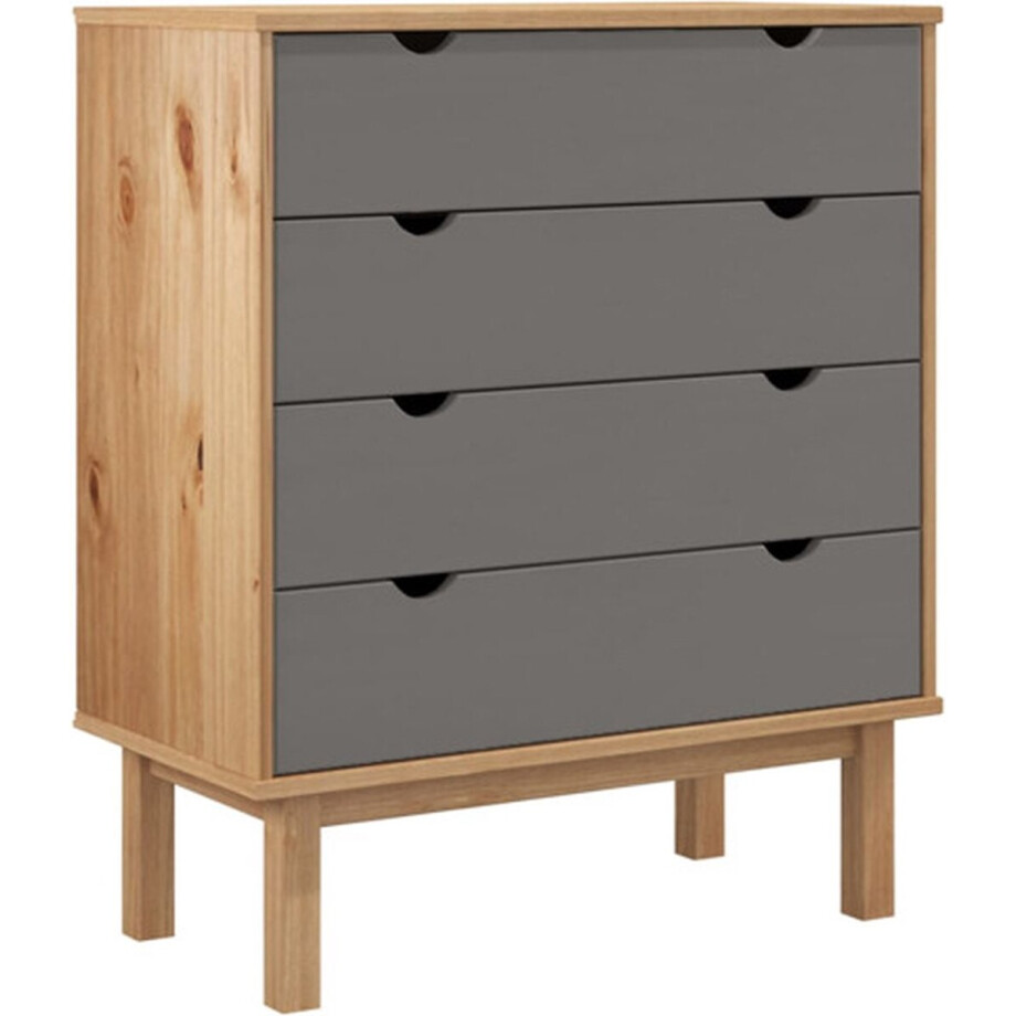 vidaXL - Ladekast - OTTA - 76,5x39,5x90 - cm - massief - grenenhout - bruin - en - grijs vidaXL - Ladekast - OTTA - 76,5x39,5x90 - cm - massief - grenenhout - bruin - en - grijs afbeelding 1