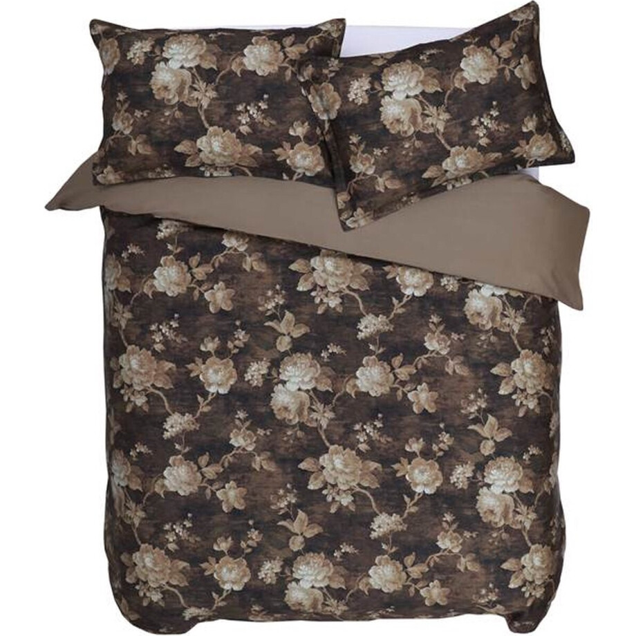 M.M Linen Desdemona Dekbedovertrek - Tweepersoons - 200x200/220 cm - Bruin afbeelding 1