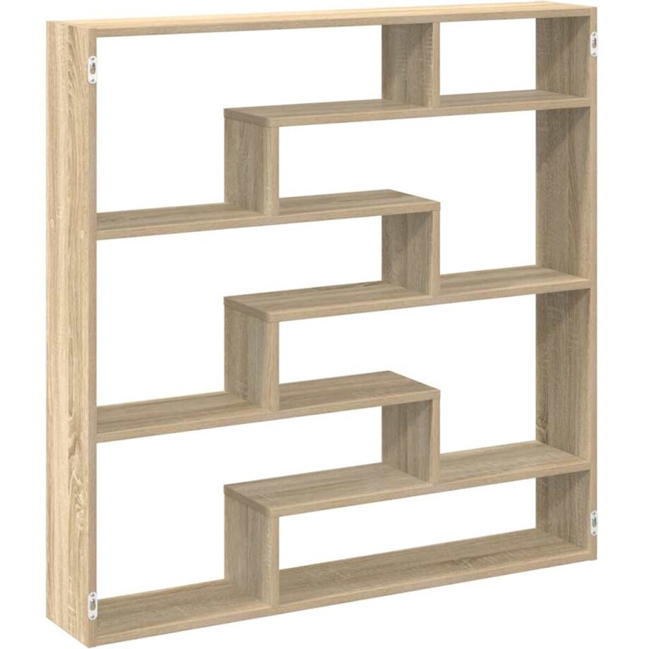 vidaXL - Wandschap - kubus - 7 - vakken - bewerkt - hout - sonoma - eikenkleurig vidaXL - Wandschap - kubus - 7 - vakken - bewerkt - hout - sonoma - eikenkleurig afbeelding 1