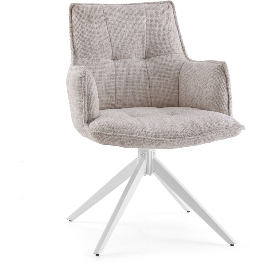 Eetkamerstoel / Draaistoel Tavaro stof beige hjh LIVING afbeelding 1