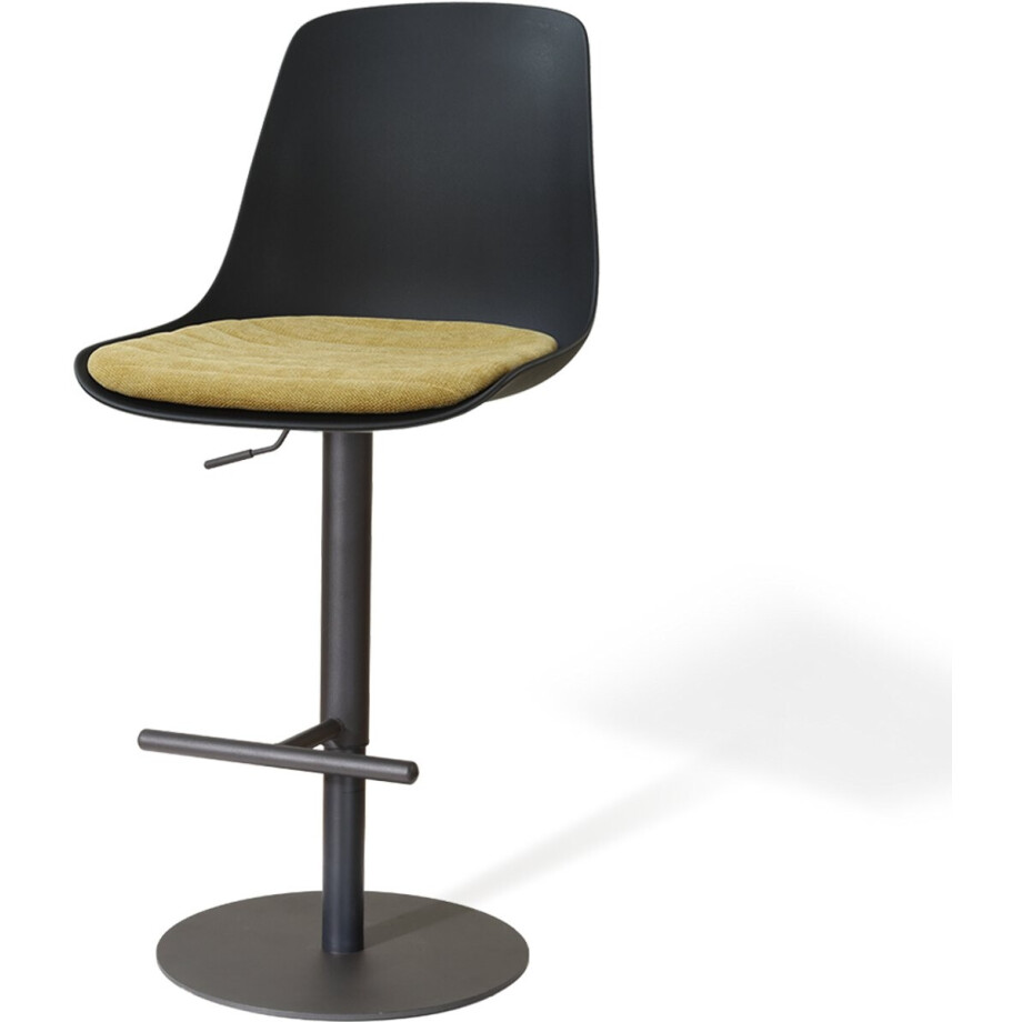 Nolon Niva-Liv Draaibare Tulp Barkruk Zwart Met Warm Oker Zitkussen - Verstelbaar - Mat Zwart Onderstel - Barstoel - Comfortabel Nolon Niva-Liv Draaibare Tulp Barkruk Zwart Met Warm Oker Zitkussen - Verstelbaar - Mat Zwart Onderstel - Barstoel - Comfortabel afbeelding 1