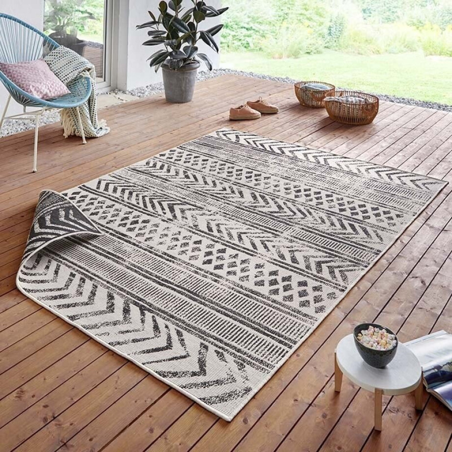 Dubbelzijdig Buitenkleed Biri Groen Crème 120x170 Cm Laagpolig NORTHRUGS - Dekbed-Discounter.nl afbeelding 1