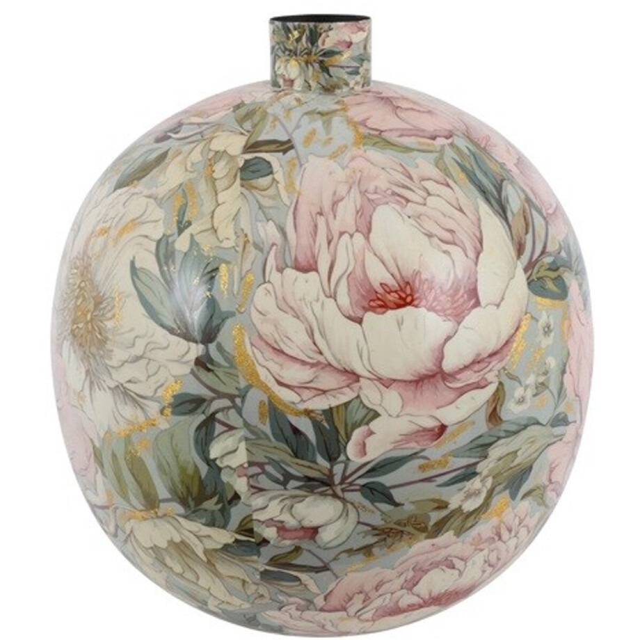 Countryfield Vaas Peony metaal L43B43H49CM roze/wit afbeelding 1