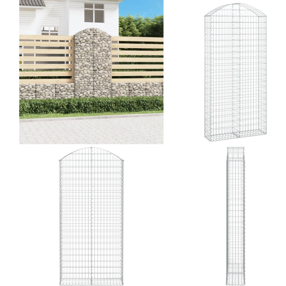 vidaXL Schanskorf gewelfd 100x30x200/220 cm gegalvaniseerd ijzer - Schanskorfmand - Schanskorfmanden - Schanskorf - Schanskorfmuur vidaXL Schanskorf gewelfd 100x30x200/220 cm gegalvaniseerd ijzer - Schanskorfmand - Schanskorfmanden - Schanskorf - Schanskorfmuur afbeelding 1