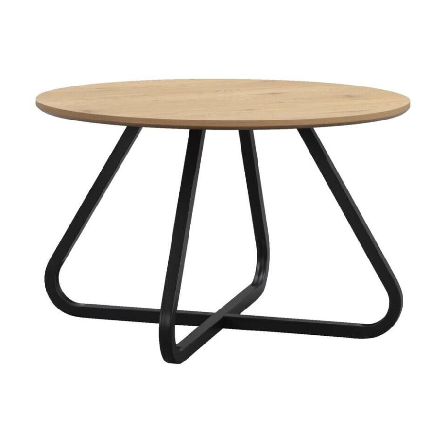 Leen Bakker - Eettafel Brigitte Rond - Naturel/zwart - 75Ø120 Cm - MDF - Bruin Leen Bakker - Eettafel Brigitte Rond - Naturel/zwart - 75Ø120 Cm - MDF - Bruin afbeelding 1