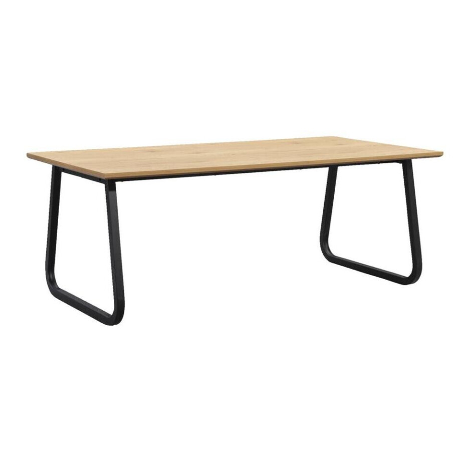 Leen Bakker - Eettafel Brigitte Rechthoekig - Naturel/zwart - 180x90 Cm - MDF - Bruin Leen Bakker - Eettafel Brigitte Rechthoekig - Naturel/zwart - 180x90 Cm - MDF - Bruin afbeelding 1