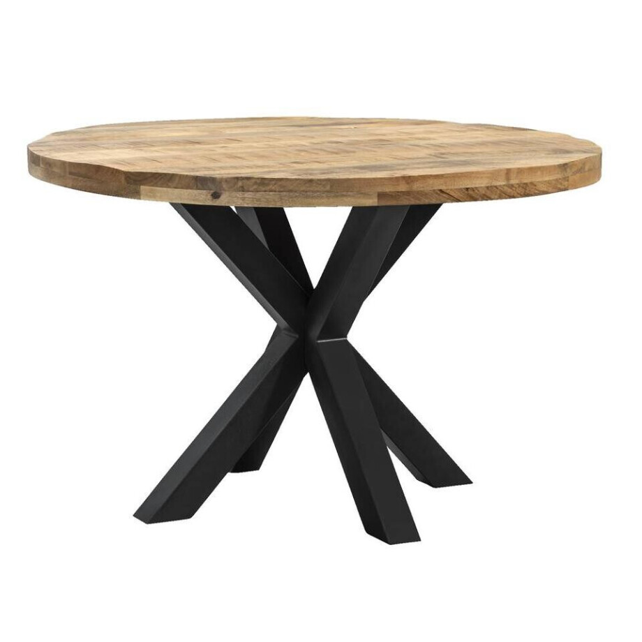 Leen Bakker - Eetkamertafel Trevor Spinpoot - /zwart - 78xØ120 Cm - Hout - Bruin afbeelding 1