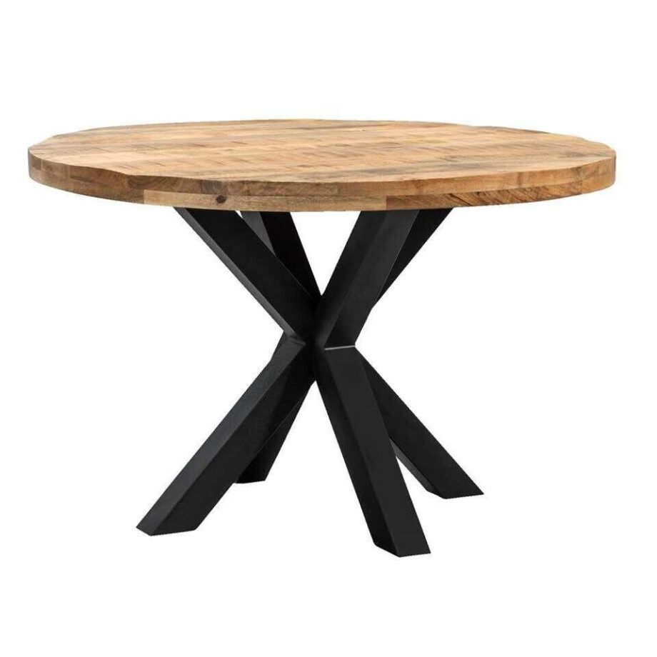 Leen Bakker - Eetkamertafel Trevor Spinpoot - /zwart - 78xØ150 Cm - Hout - Bruin afbeelding 1