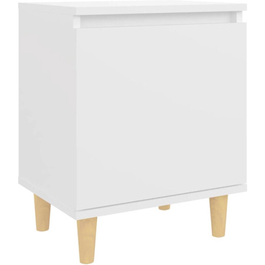 vidaXL - Nachtkastje - met - massief - houten - poten - 40x30x50 - cm - wit afbeelding 1