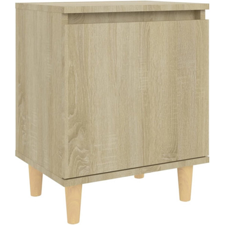 vidaXL - Nachtkastje - met - houten - poten - 40x30x50 - cm - sonoma - eikenkleurig vidaXL - Nachtkastje - met - houten - poten - 40x30x50 - cm - sonoma - eikenkleurig afbeelding 1