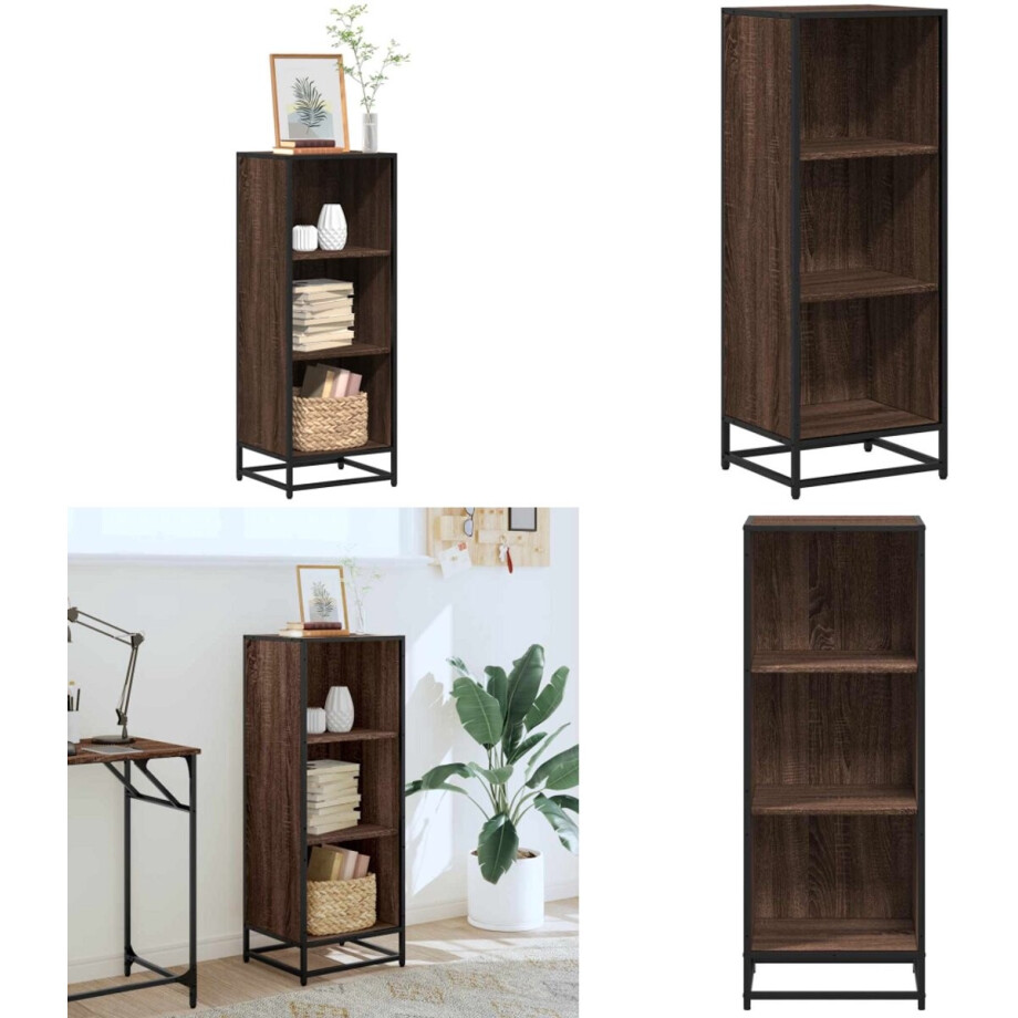 vidaXL Boekenkast 40x35x107,5 cm bewerkt hout bruin eikenkleur - Boekenkast - Boekenkasten - Boekenschap - Boekenstandaard afbeelding 1