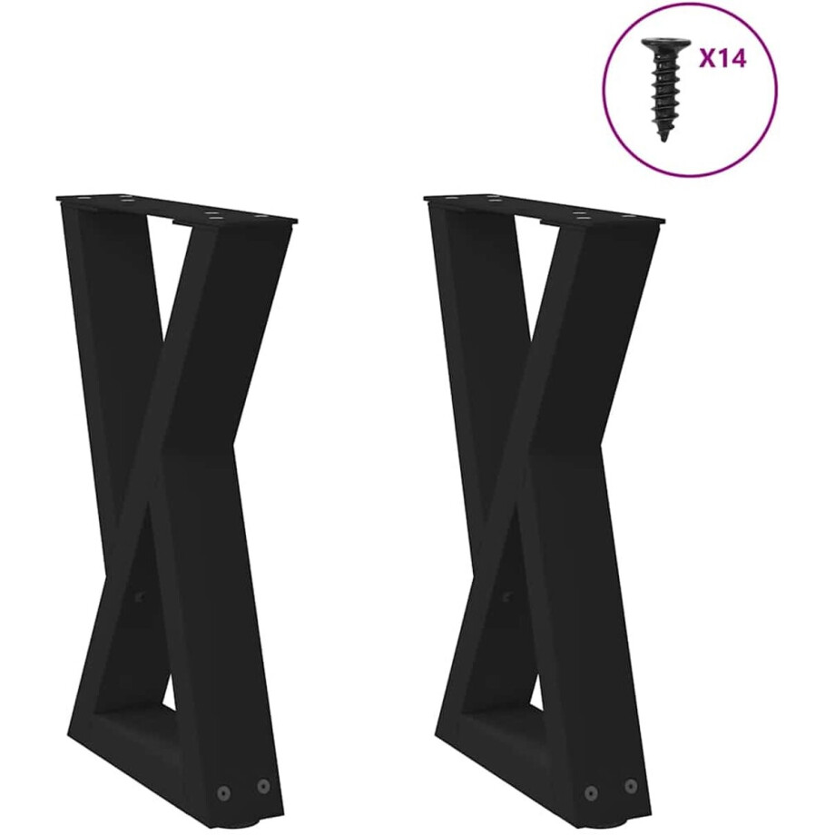 vidaXL - Salontafelpoten - 2 - st - 28x(42-43,3) - cm - staal - zwart afbeelding 1