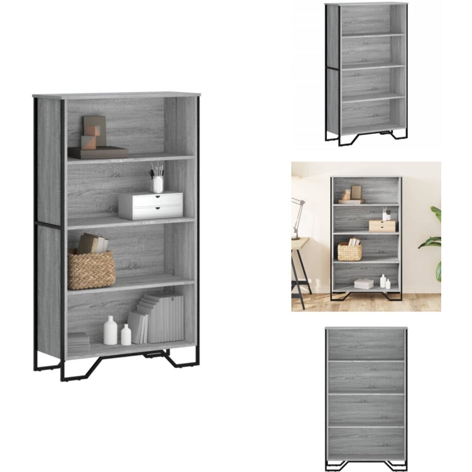 vidaXL Boekenkast - Boekenkasten - Boeken Plank - Schappenkast - Boekenkast 80x31x137,5cm bewerkt hout grijs sonoma eikenkleurig afbeelding 1