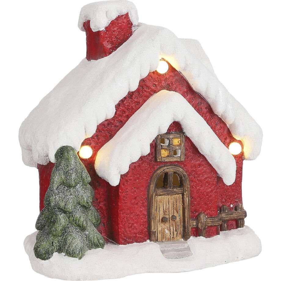 House of Seasons Kersthuisje met Verlichting - L29 x B19 x H31 cm - Rood House of Seasons Kersthuisje met Verlichting - L29 x B19 x H31 cm - Rood afbeelding 1