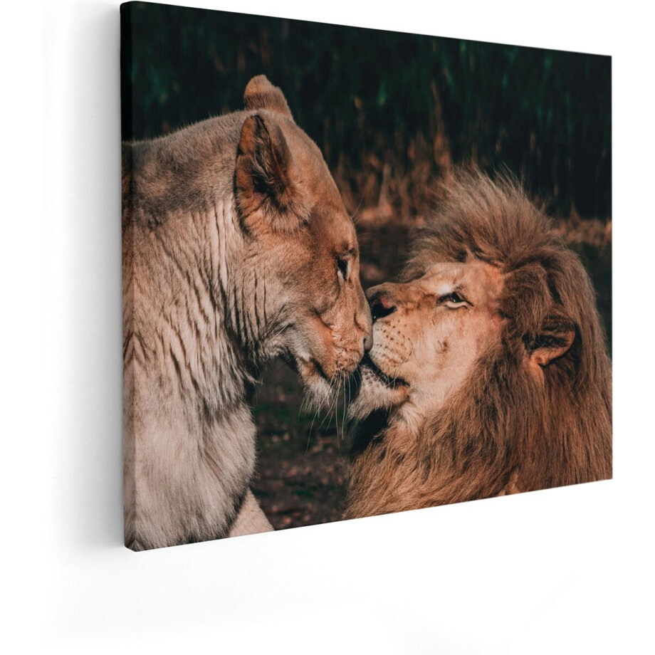 Artaza Canvas Schilderij Leeuw En Leeuwin Koppel - Liefde - 50x40 - Foto Op Canvas - Canvas Print Artaza Canvas Schilderij Leeuw En Leeuwin Koppel - Liefde - 50x40 - Foto Op Canvas - Canvas Print afbeelding 1