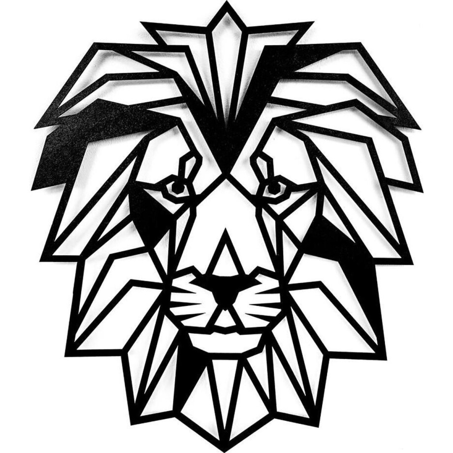 Houten Dierenkop • Houten Leeuw • Dierenkop Leeuw • Middel • Zwart MDF • Houten Dier • Wandecoratie afbeelding 1