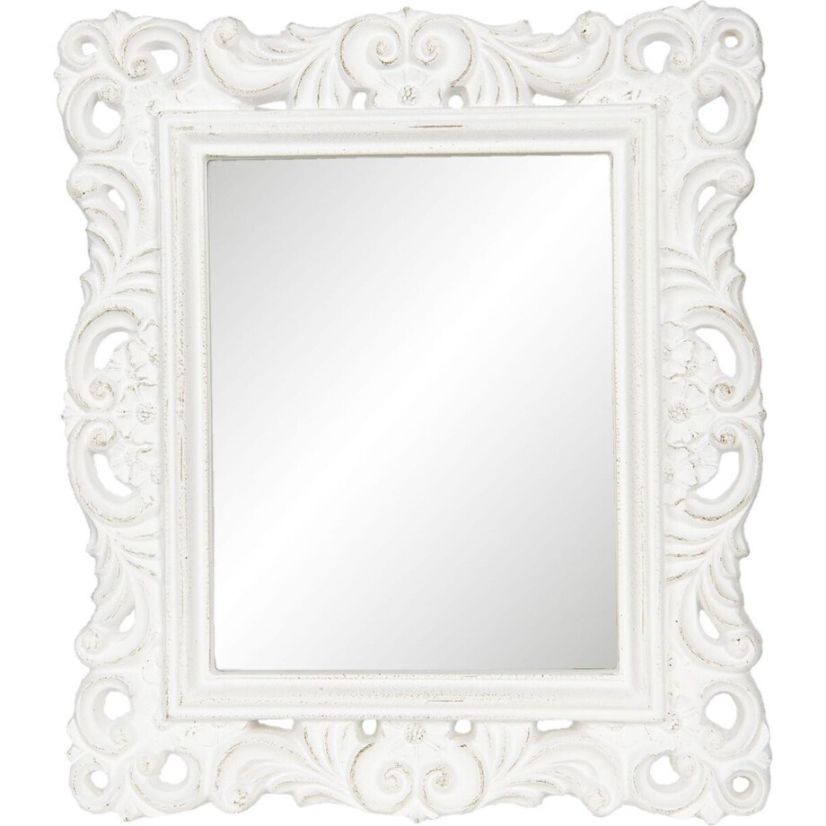 Clayre & Eef Spiegel 31x36 cm Wit Kunstleer Clayre & Eef Spiegel 31x36 cm Wit Kunstleer afbeelding 1