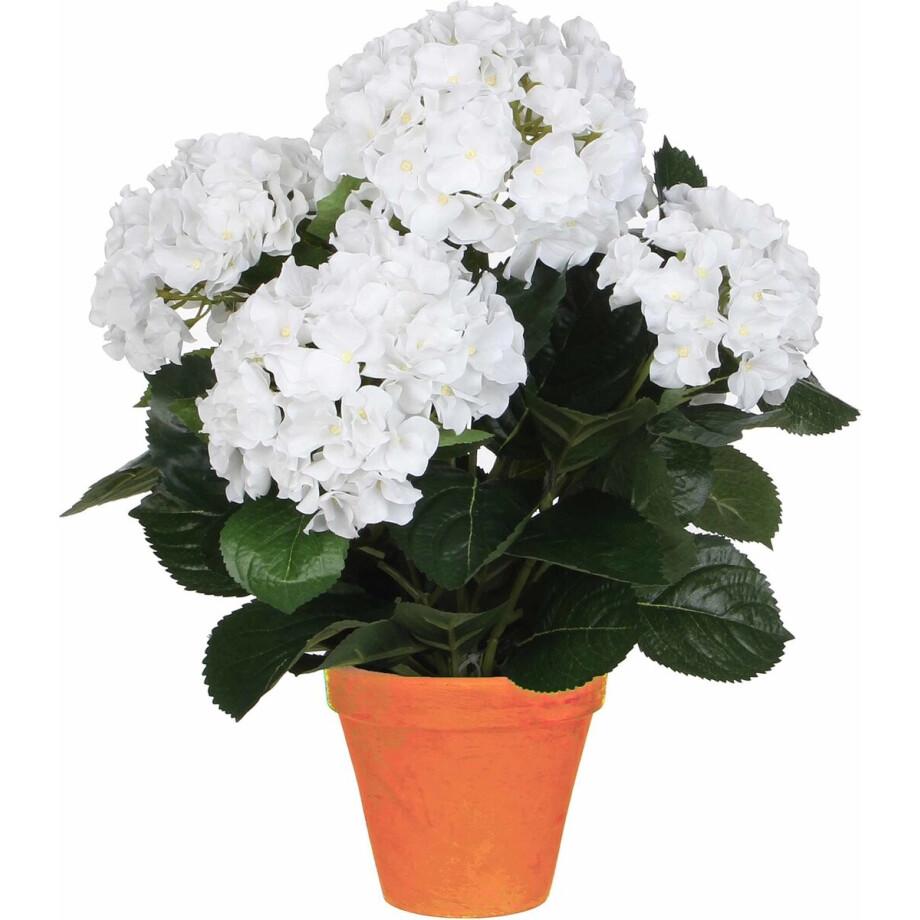 Kunstplant Hortensia Wit - H 45cm - Terra sierpot - Mica Decorations Kunstplant Hortensia Wit - H 45cm - Terra sierpot - Mica Decorations afbeelding 1