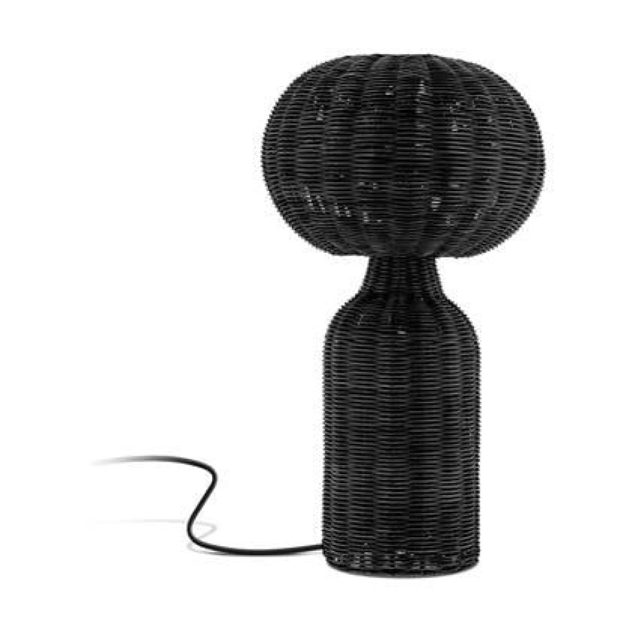 Villa Collection Werna rattan tafellamp zwart - 30 x 53.5 cm afbeelding 1
