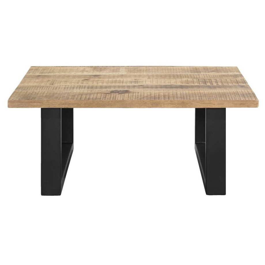 Leen Bakker - Salontafel Trevor - Mangohout - 42x100x100 Cm - Metaal/Hout - Bruin#Zwart Leen Bakker - Salontafel Trevor - Mangohout - 42x100x100 Cm - Metaal/Hout - Bruin#Zwart afbeelding 1