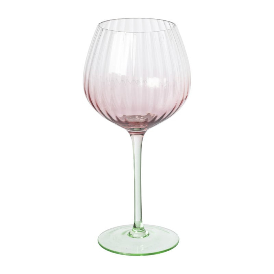 Wijnglas bol - roze/groen - 375 ml afbeelding 1