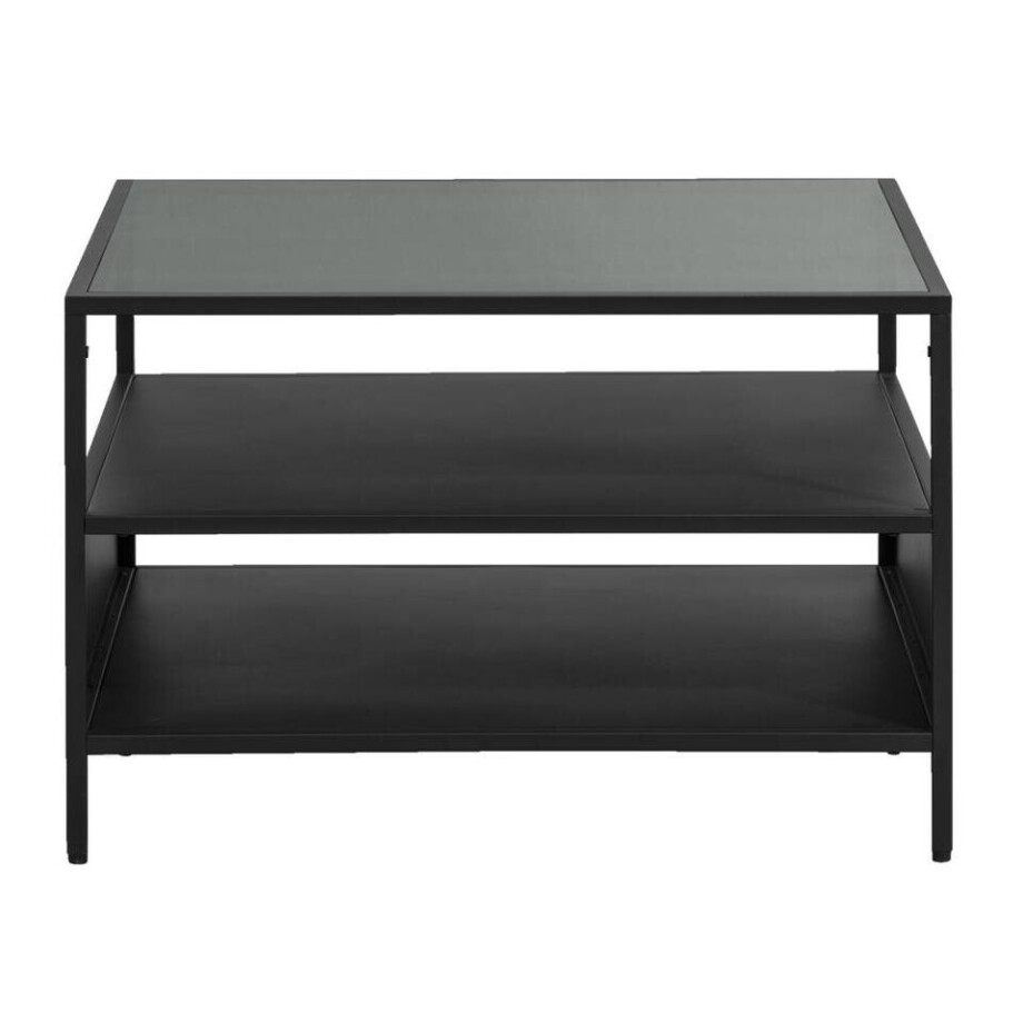 Leen Bakker - Salontafel Enrique - 45x70x70 Cm - Metaal/Glas - Zwart afbeelding 1