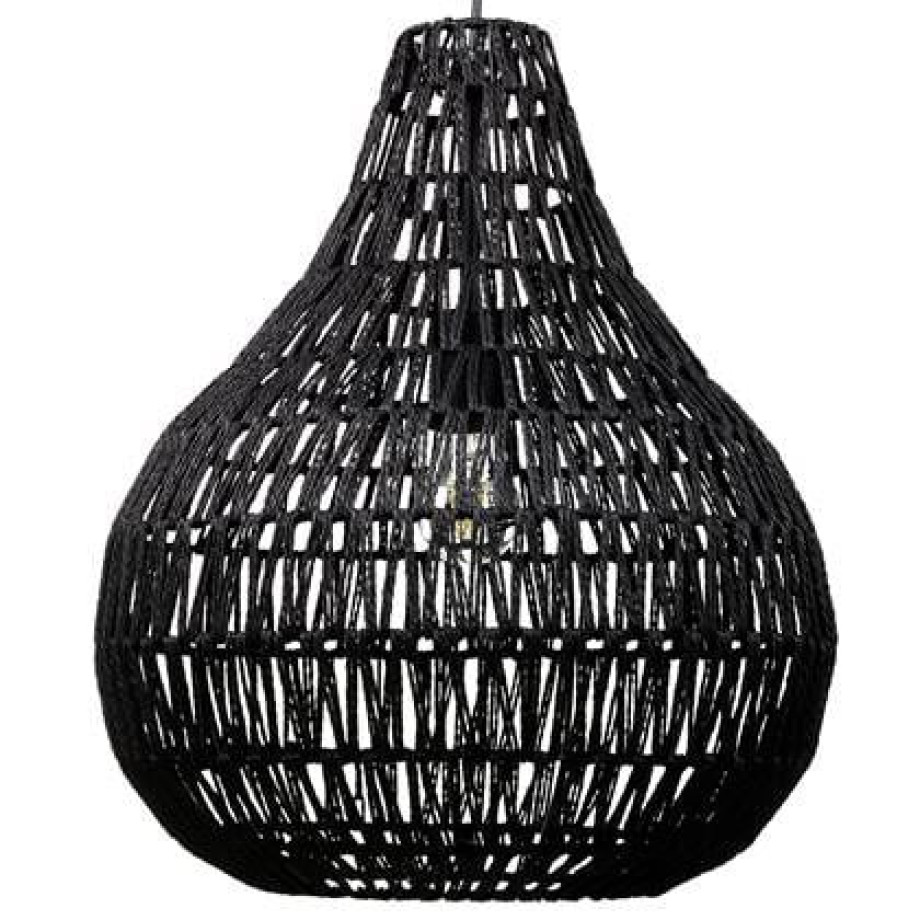 Beliani - MOLOPO - Hanglamp - Zwart - Papier touw afbeelding 1