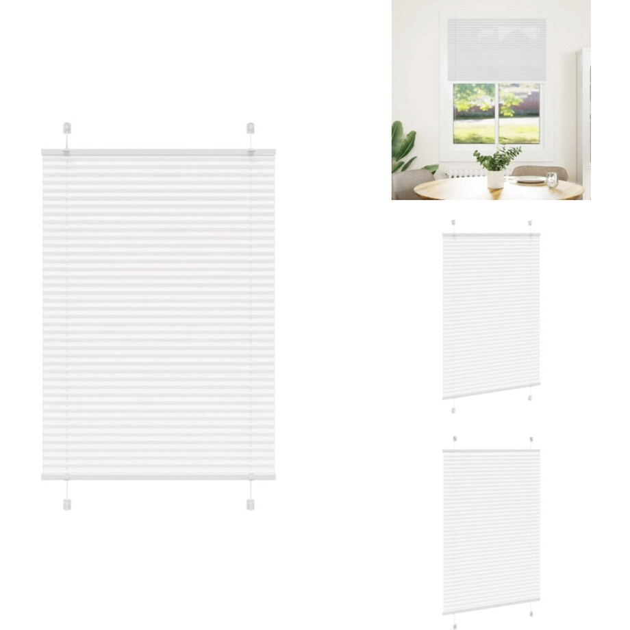 vidaXL Plisségordijn - Geplooide Jaloezieën - Geplooide Zonwering - Plisse Blind - Plissé rolgordijn 85x100 cm stofbreedte 84,4 cm polyester wit afbeelding 1