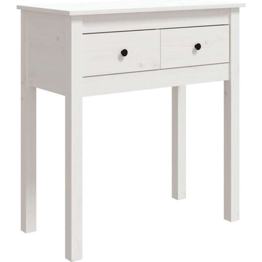 vidaXL - Wandtafel - 70x35x75 - cm - massief - grenenhout - wit afbeelding 1