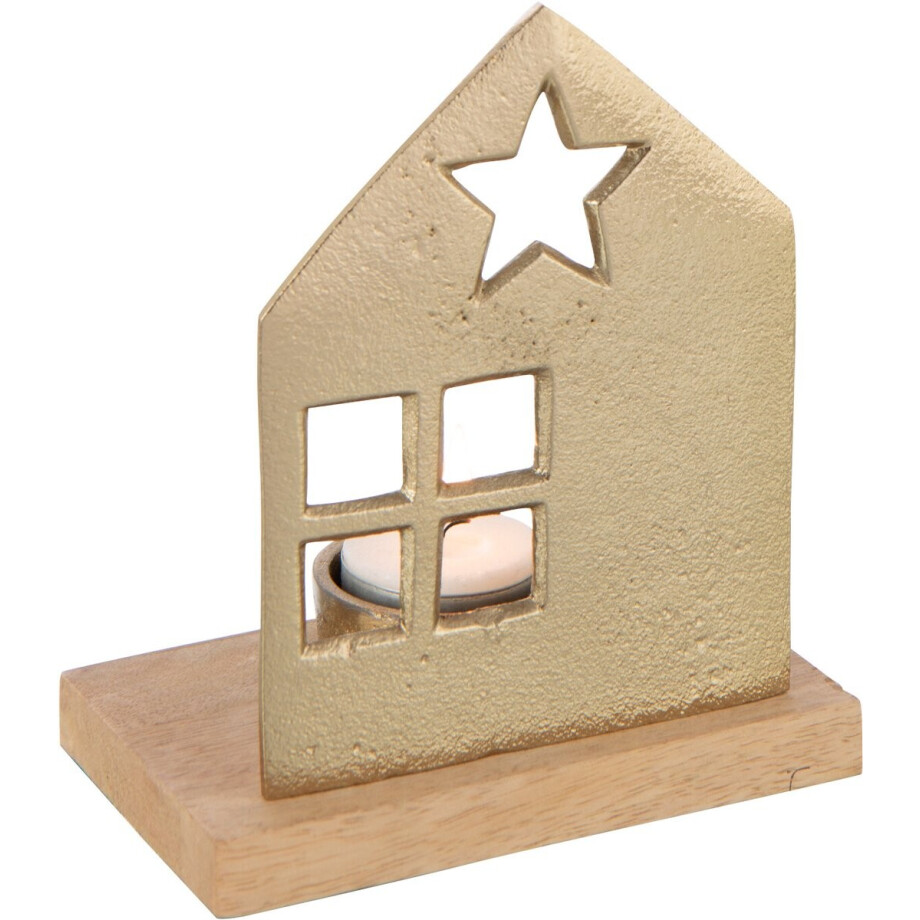 J-Line theelichthouder - aluminium - goud afbeelding 1